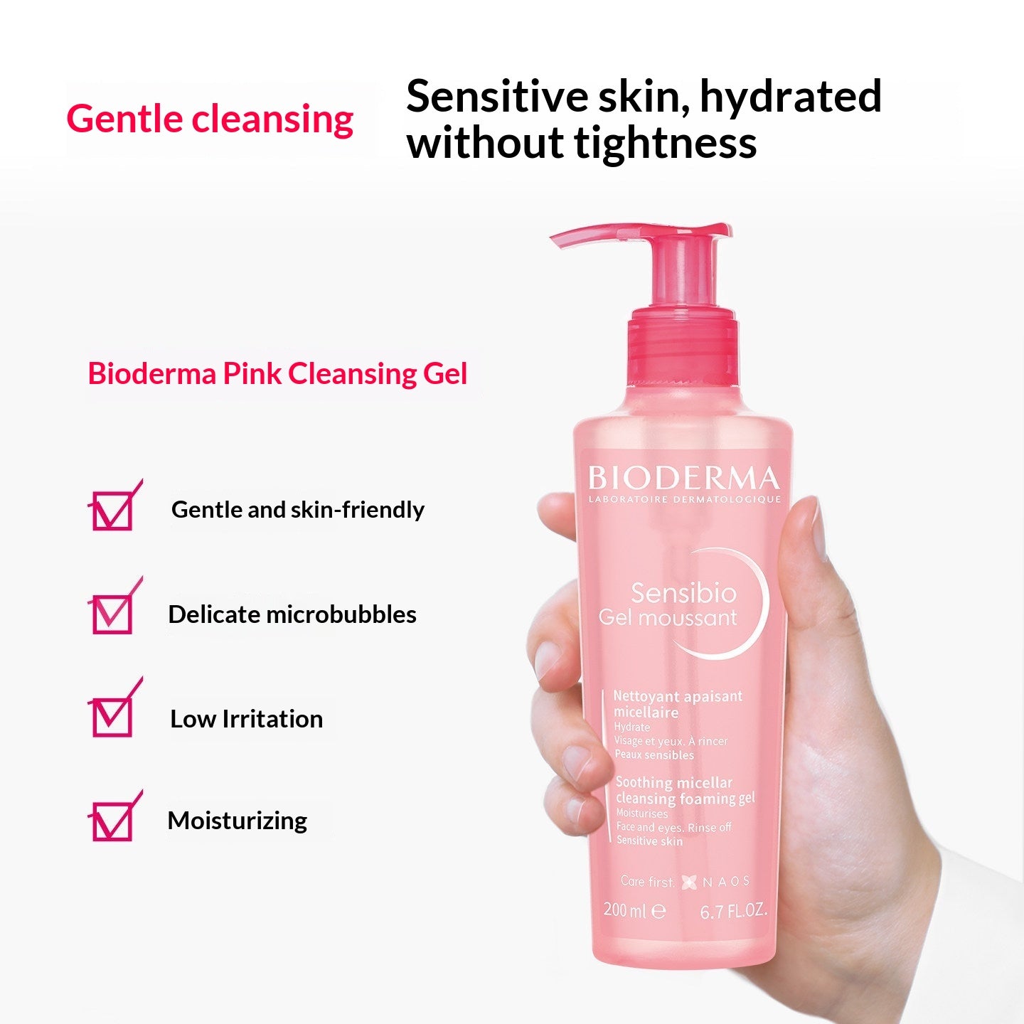 [Travel-size] Bioderma Sensibio H2O Gel Cleanser - English translated marketing image - d794162b