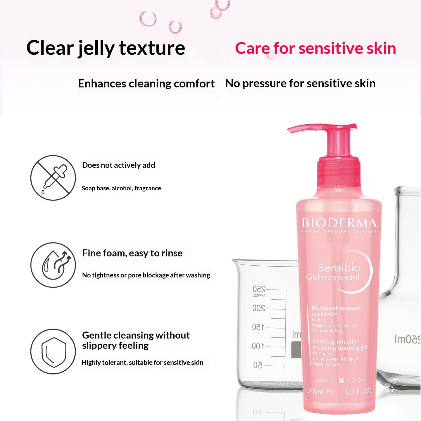 [Travel-size] Bioderma Sensibio H2O Gel Cleanser - English translated marketing image - a737b19b